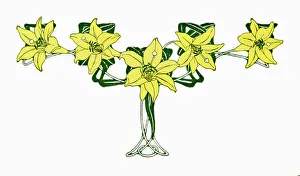 Swag Prints: Greetings Card Art Nouveau Yellow Lily, Lillies Flower Swag