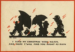 Umbrellas Collection: Greetings card design - Sending Christmas wishes