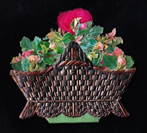 Dimensional Prints: Greetings card in the shape of a basket of pink roses