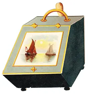 Greetings card in the shape of a coal scuttle