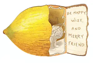 Greetings card in the shape of a lemon