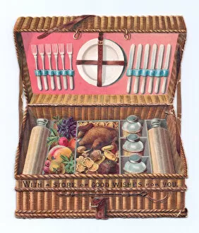 Images Dated 3rd December 2015: Greetings card in the shape of a picnic basket