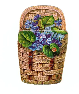 Greetings card in the shape of a wickerwork basket