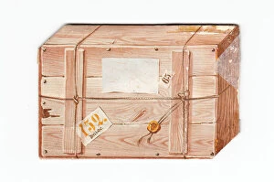 Images Dated 4th May 2018: Greetings card in the shape of a wooden crate