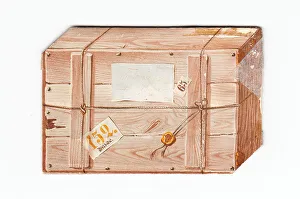 Images Dated 4th May 2018: Greetings card in the shape of a wooden crate