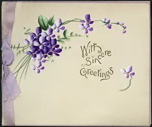 Spray Prints: Greetings cards with purple flowers and silk ribbon
