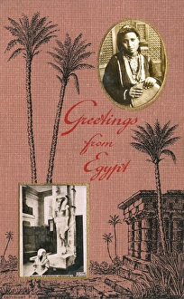 Amenophis Gallery: Greetings from Egypt - Amenhotep II statue - Egyptian Girl