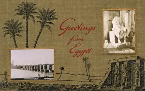 Barrage Prints: Greetings from Egypt - Dam on the Nile and Greek Statue