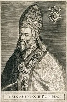 Calendar Prints: GREGORY XIII (1502-1585). Pope (1572-1585). Engraving