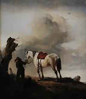 1646 Prints: The Grey Horse, c. 1646, by Philips Wouwerman (1619-1668)
