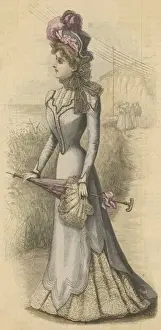 Flounce Prints: Grey & Lace Dress 1899