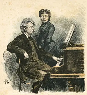 1886 Prints: Grieg and his Wife