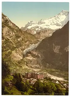 Grindelwald Prints: Grindelwald, Bear Hotel and glacier, Bernese Oberland, Switz