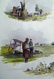 Aviators Prints: Grivillers & Maricourt, French aviators, Sopwith biplane