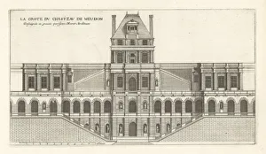 Blueprint Prints: The Grotto and Staircase of Chateau Meudon
