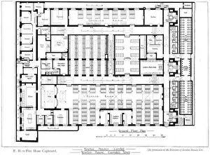 Shaped Prints: Ground Floor Plan, Rowton House, Camden, London