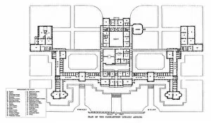 Pembroke Collection: Ground plan, Carmarthen County Lunatic Asylum, Wales