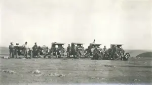 Ground support vehicles in desert, Iraq