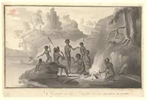Aboriginal Prints: A Group of Aborigines around a camp fire