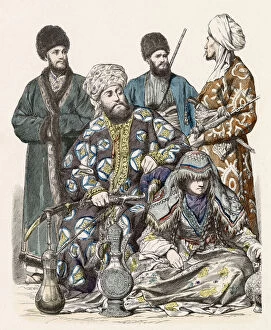 Images Dated 12th April 2021: A group of five Afghans from various regions Date: late 19th century