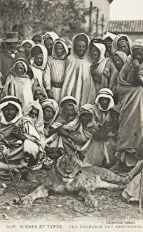 Partner Prints: Group of Algerian men and tame Lion