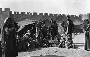 Crenellation Prints: Group of Bedouins in camp, Jerusalem