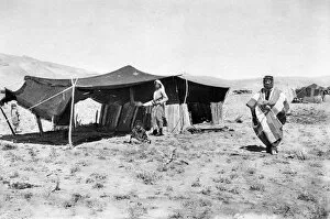 Sheikh Collection: Group of Bedouins with their tent, Holy Land