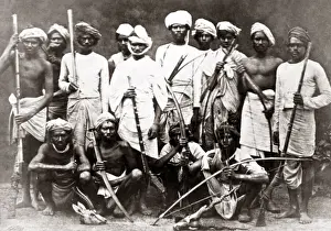 Group of Bheel of Bhil people, central India, 1860s. Date: 1860s