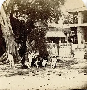 Zambra Prints: Group of British Officers in garden of Allied Commissioners