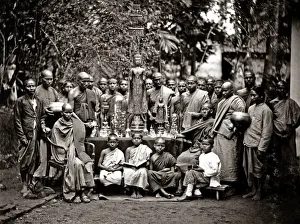 Group of Buddhist priests, circa 1880s