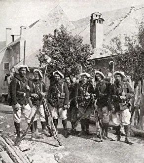 Alsace Prints: Group of Chasseurs Alpins soldiers, Alsace region, France