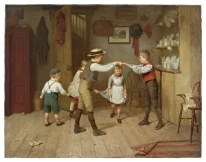 Images Dated 27th March 2018: A group of children playing the game oranges and lemons in a