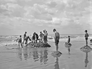 Foam Prints: Group of children at the seaside