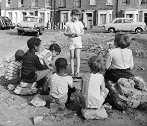 Urchins Prints: Group of children on waste ground, Balham, SW London