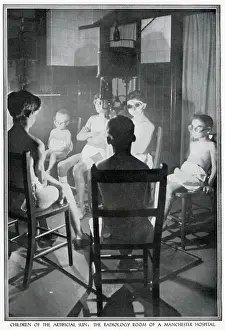 Artificial Prints: A group of children wearing protective goggles are undergoing treatment of radiation therapy