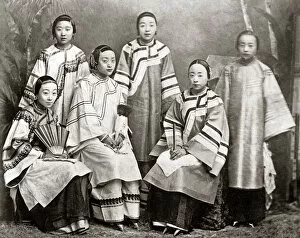 Images Dated 14th October 2015: Group of Chinese women with bound feet, circa 1890