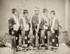 Group of cross-dressing men, fancy dress, Japan