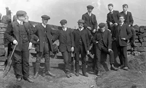 Moor Prints: Group of Edwardian men in countryside on Eyam Moor