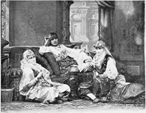 Surroundings Prints: Group of girls of the Harem, Port Said