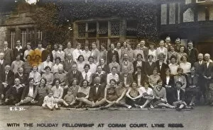 Leaded Collection: Group of holidaymakers, Coram Court, Lyme Regis, Dorset