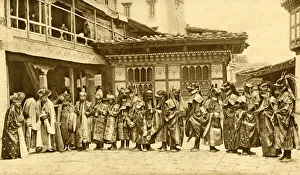 Images Dated 31st July 2018: Group of lamas dancing, Bhutan, South Asia