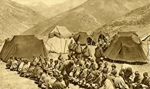 Images Dated 31st July 2018: Group of men and boys camping at Lingzhi, Bhutan, South Asia
