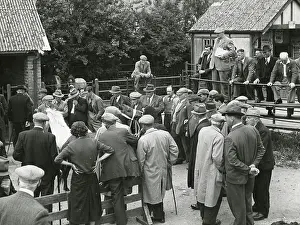 Frightened Prints: A group of men gather round a frightened pony at a horse auction at Sennybridge