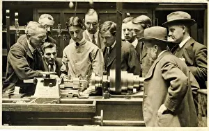 Lathe Prints: Group of Men Gathered Around a Bristol-made Metalwork Lathe