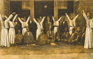 Seeker Prints: Group of Mevlevi Dervishes - Istanbul (sepia)