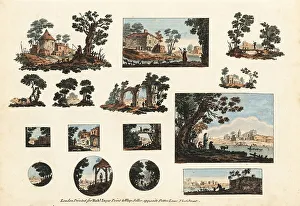 Farmhouse Prints: Group of miniature rustic landscapes