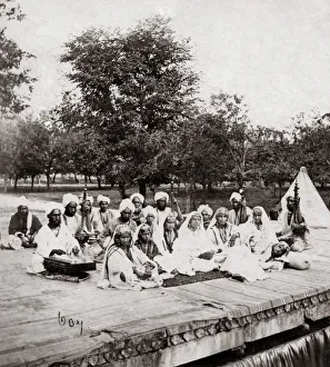 Group of nautch girls, musicians, Kashmir, India, 1860 s