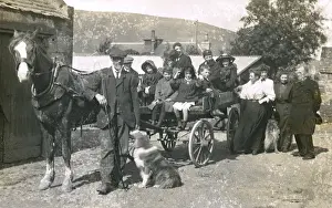Outing Prints: Group of people on an outing with horse and dogs