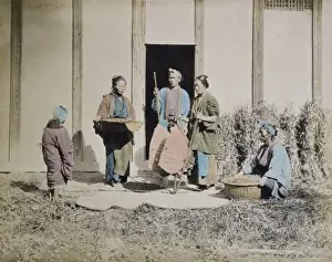 Vendors Prints: A group of people, possibly street vendors or farmers, two m