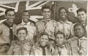 Group photo, boy scouts at Loyola Camp, British Honduras